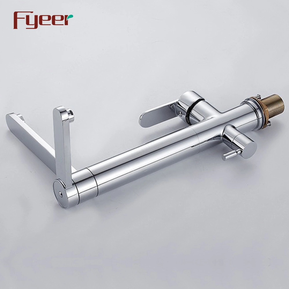 Fyeer Round Double Spout 3 Way Kitchen Sink Faucet for Drinking Water